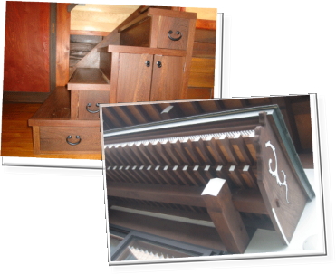 大山建築 階段箪笥 破風板